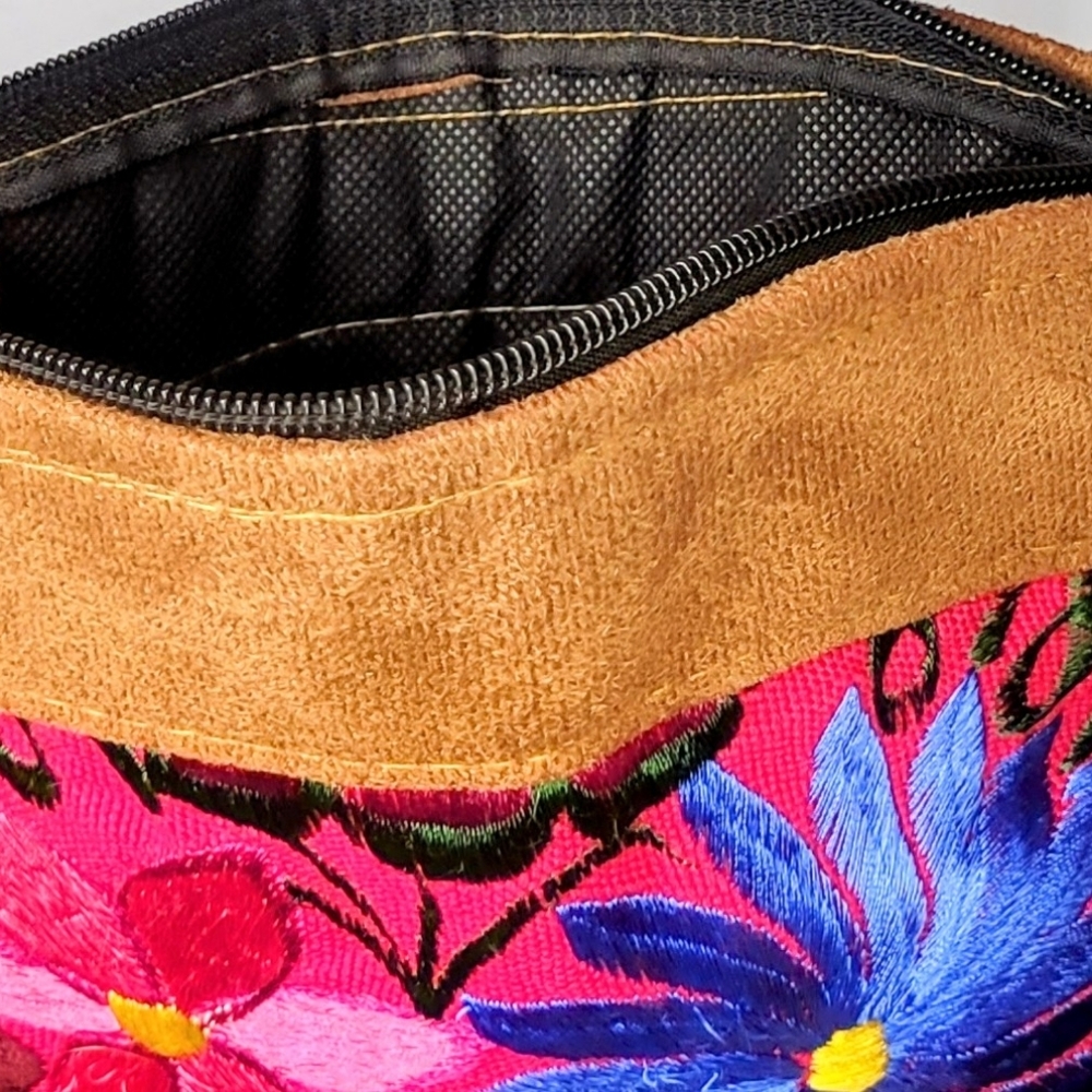 Embroidered Floral Crossbody Bag Boho Pink Small Shoulder Purse Artisan Style - Picture 6 of 8